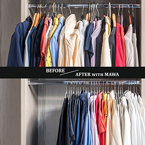 Mawa by Reston Lloyd Euro Ultra Light/Thin Series  Non-Slip Space-Saving Clothes Hanger with Bar & Hooks for Pants and Skirts  Style 42/PTU  Set of 10  Black