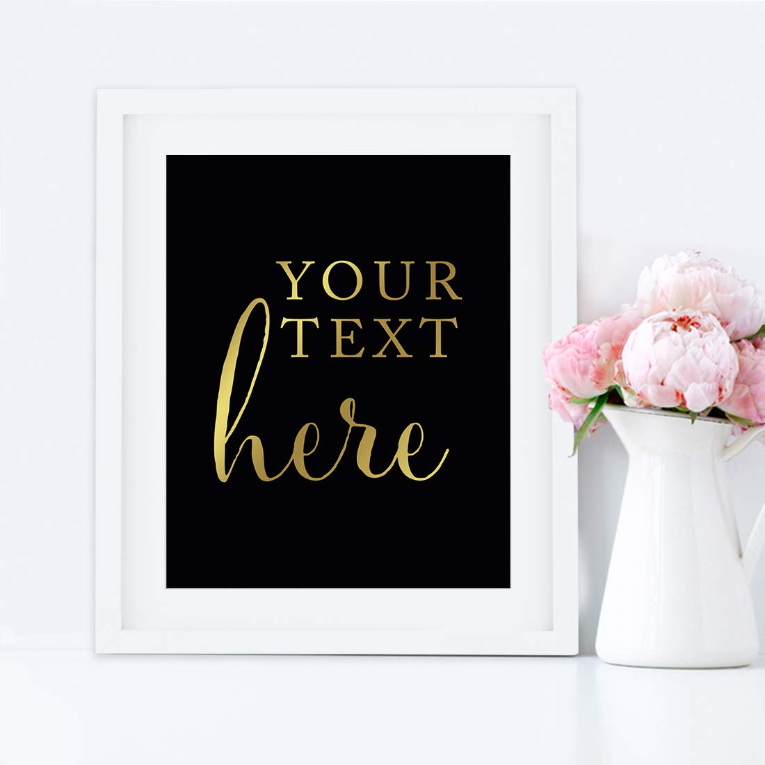 Andaz Press Fully Personalized Wedding Party Signs, Black And Metallic Gold Ink, 8.5X11-Inch Wall Art, Poster, Gift, Your Text H