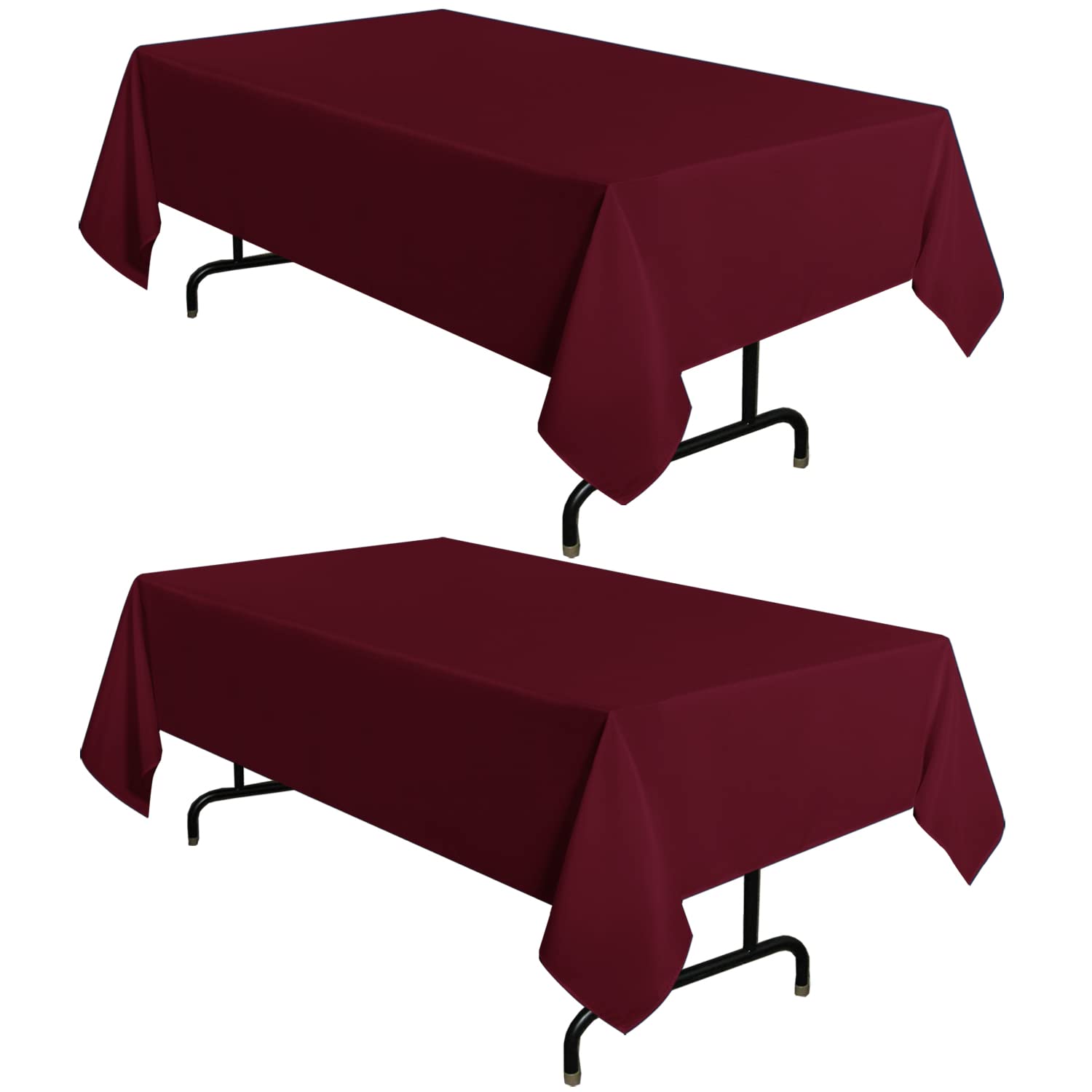 Sancua 2 Pack Burgundy Tablecloth 54 X 78 Inch, Rectangle 4 Feet Table Cloth - Stain And Wrinkle Resistant Washable Polyester Ta