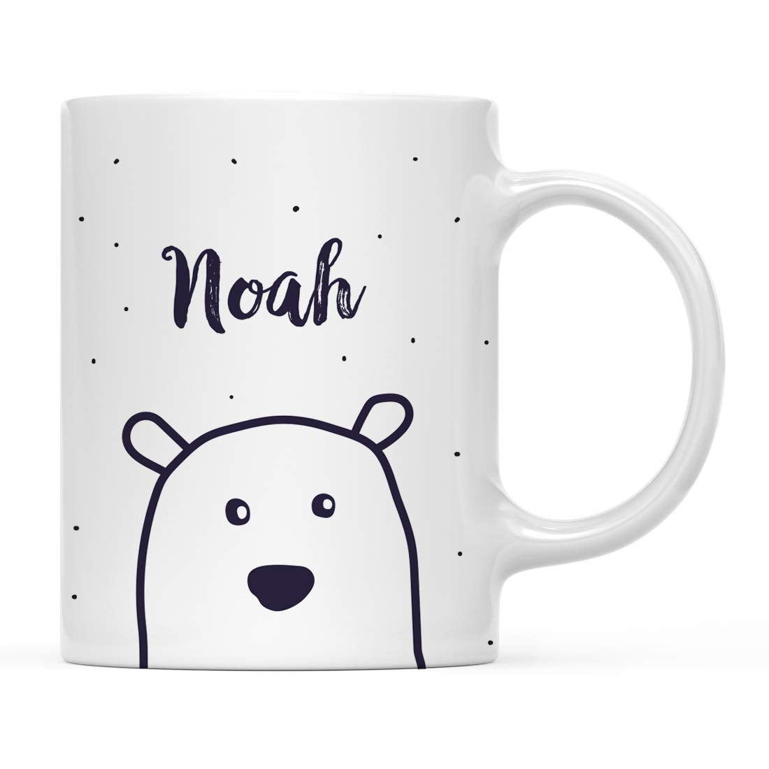 Andaz Press Personalized 11oz. Christmas Hot Chocolate Coffee Mug Gift, Polar Bear, 1Pack, Custom Name Birthday Ideas For Him H