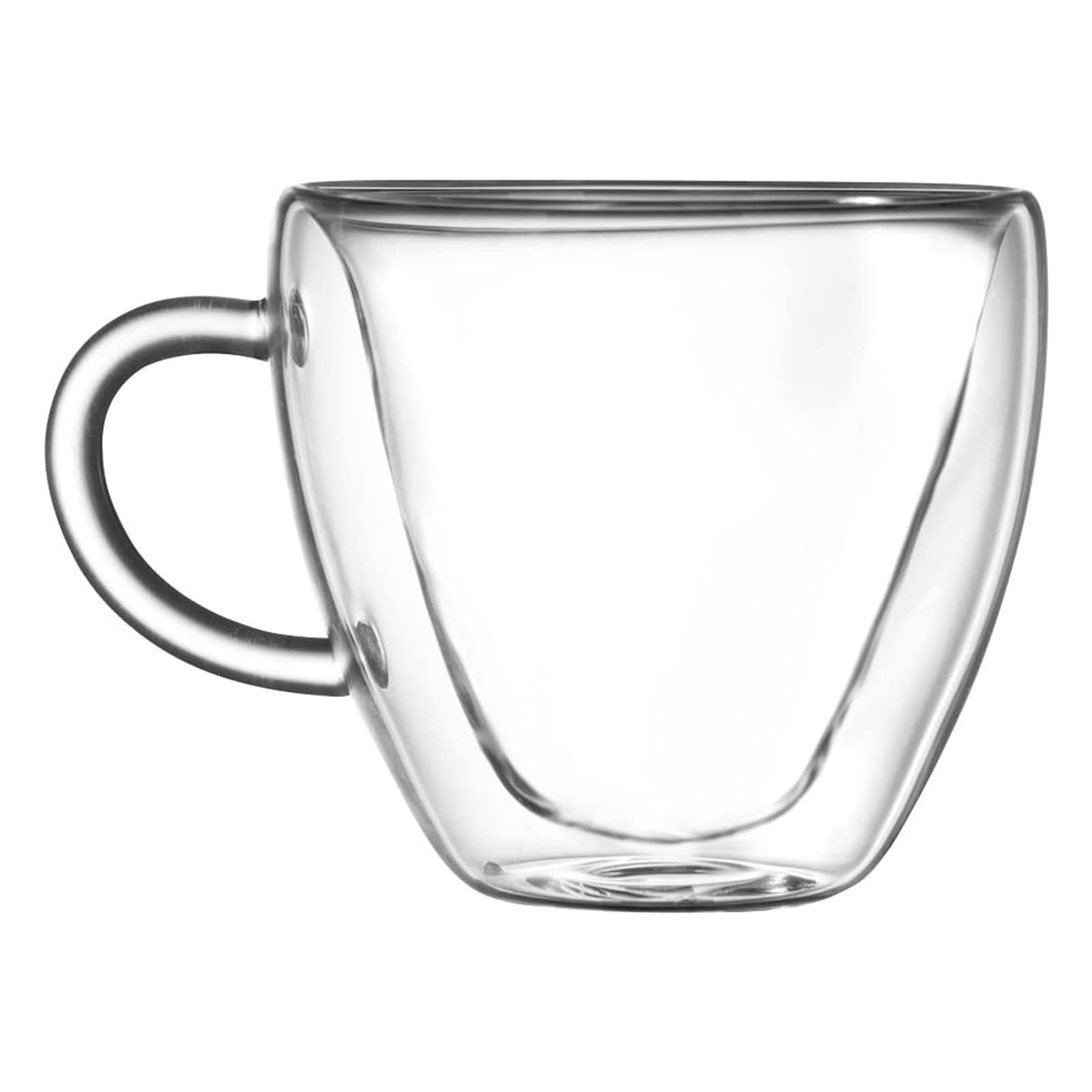 Easicozi Heart Shaped Double Walled Insulated Glass Coffee Mugs Or Aesthetic Tea Cups, Double Wall Glass 8 Oz, Clear
