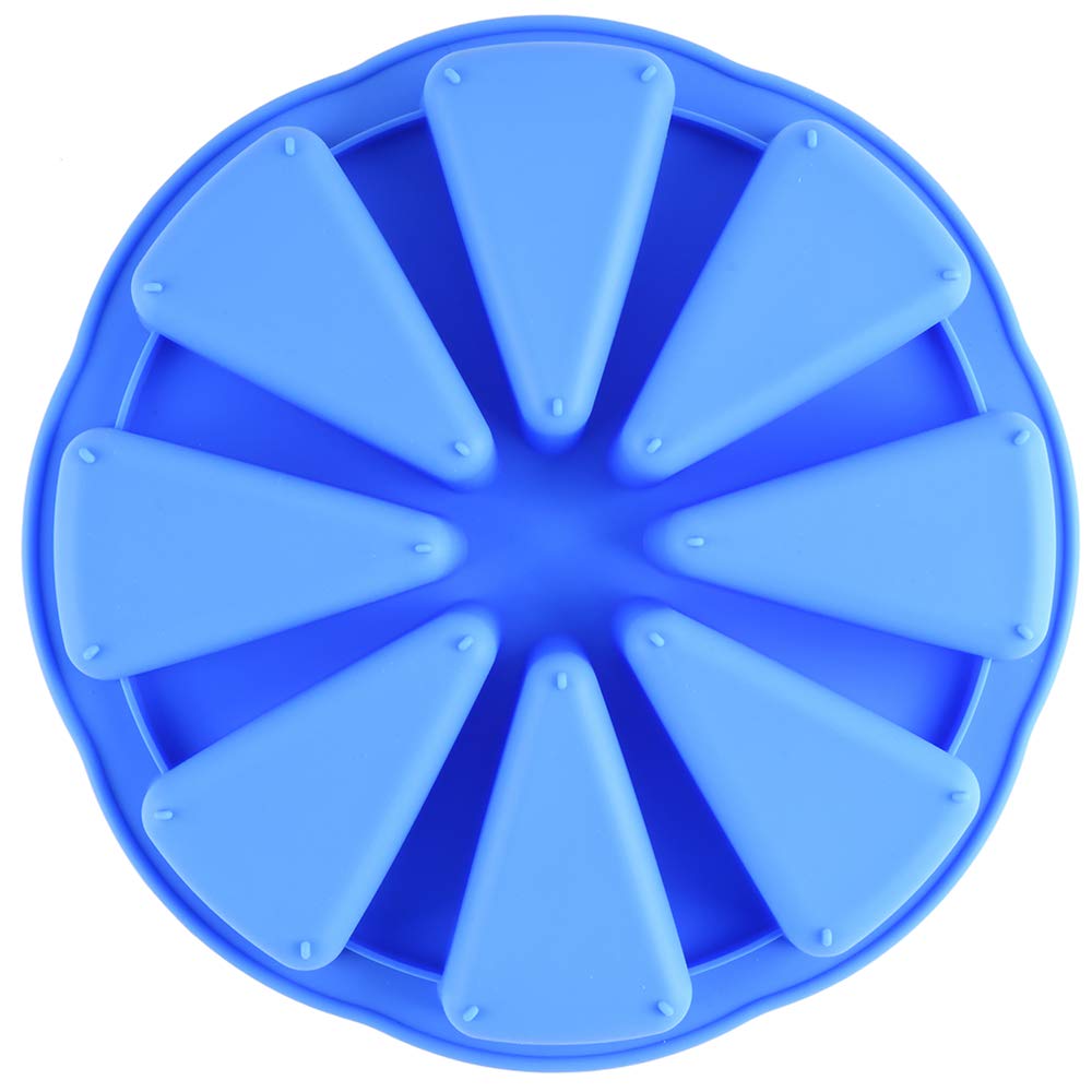 Mirenlife 8 Triangle Cavity Silicone Portion Cake Pan Scottish Scone & Cornbread Pan Slices Pastry Pan Pizza Slices Pan (Blue)