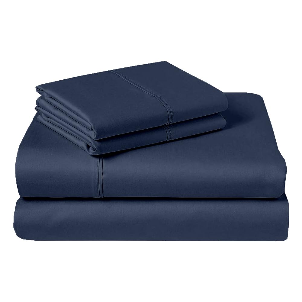 Bhoomi Impex Cotton King Bedsheet With 2 Pillow Covers | 100% Pure Cotton | Soft & Breathable | 102X108 Inch - Navy Blues