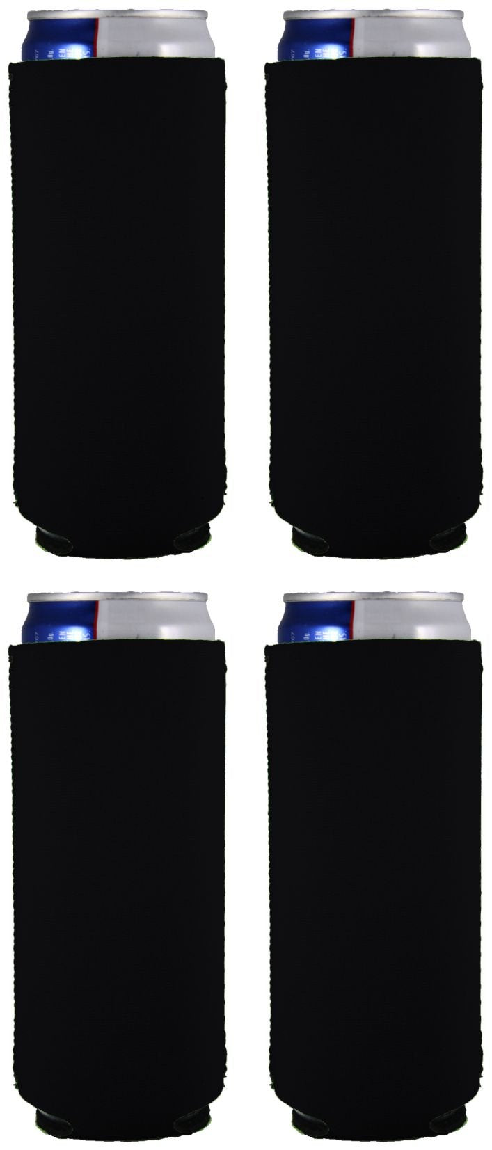 Blank Neoprene Slim Can Coolie (4 Pack, Black)