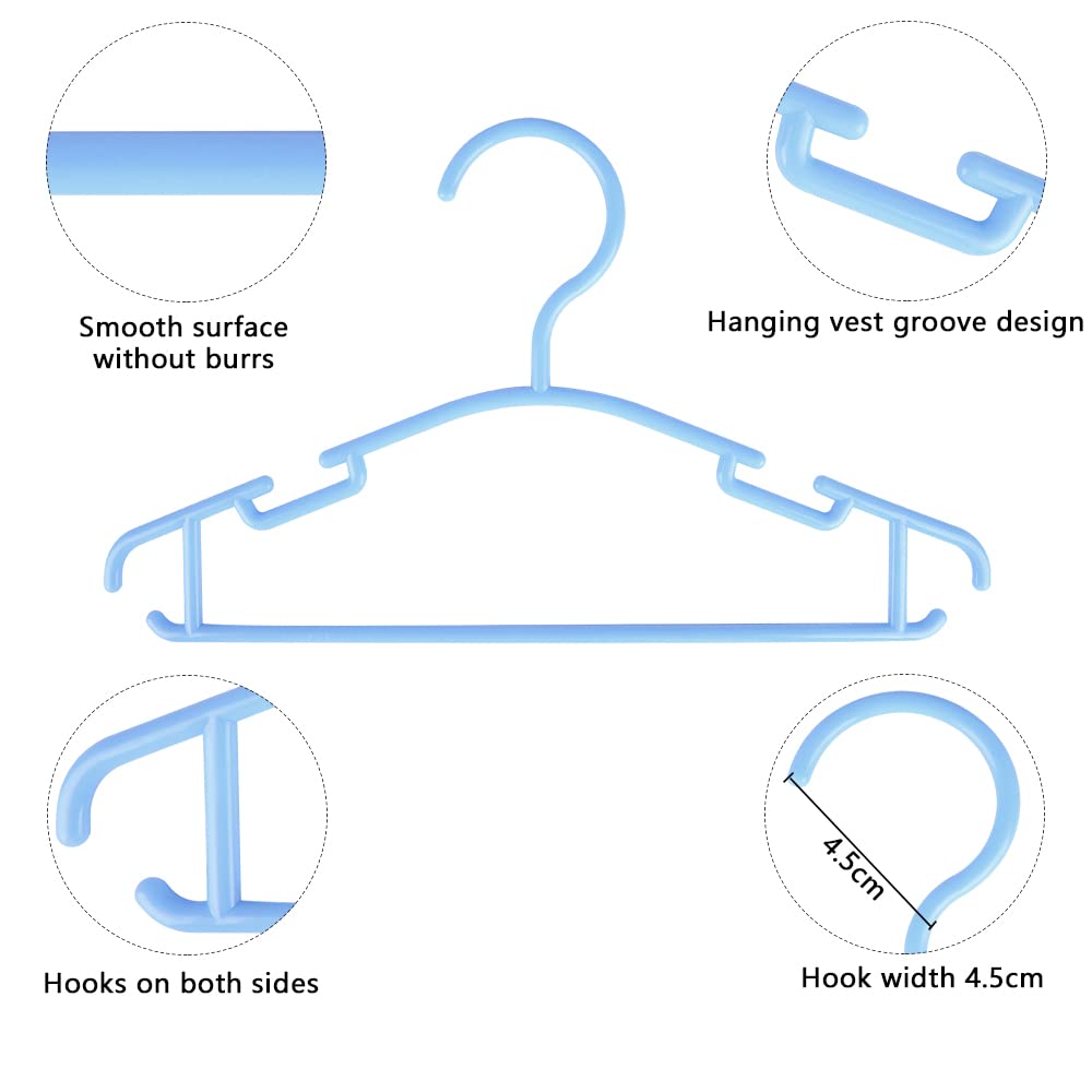 Goodtou Plastic Childrens Hangers 60 Pack, Blue, Lightweight, Slim, Ideal For Baby Clothes, Kids Hangers, Closet Organization