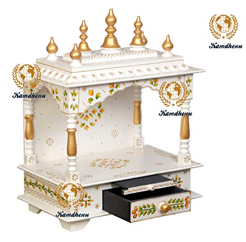 Kamdhenu Art And Craft Wood Home Temple (18 X 12 X 24 Inch, White)