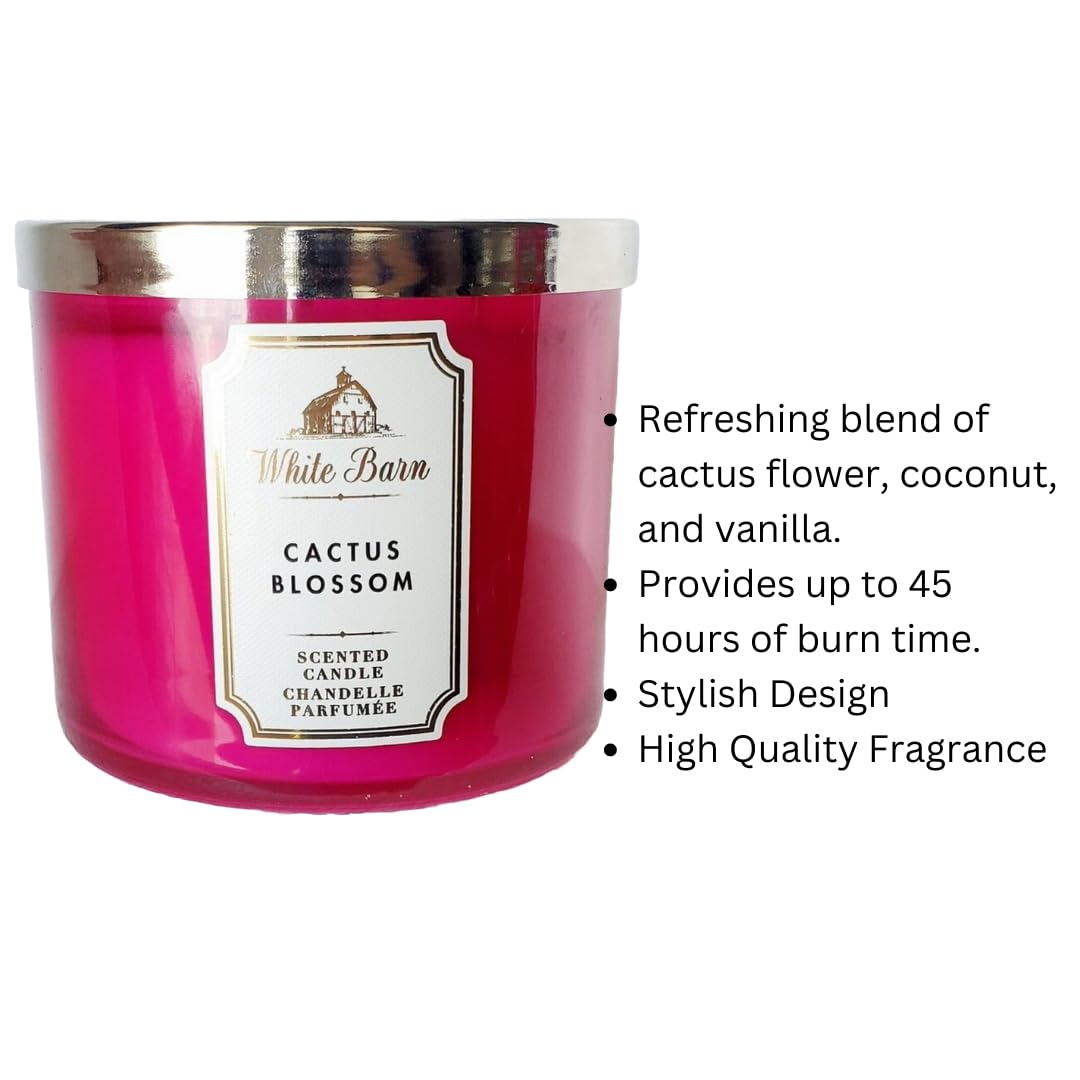 Bath & Body Works, White Barn 3-Wick Candle w/Essential Oils - 14.5 oz - New Core Scents! (Cactus Blossom)