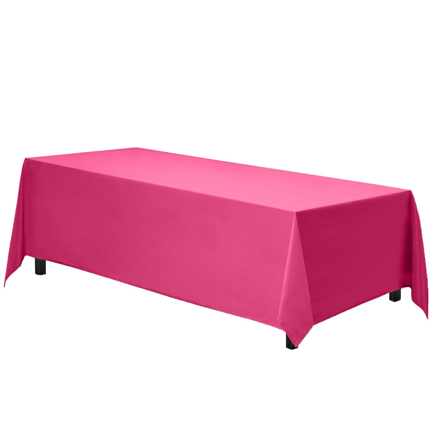 Gee Di Moda Rectangle Tablecloth - 90 x 156 Inch Fuchsia Table Cloth for 8 Foot Table with Floor-Length Drop - Heavy Duty Washab
