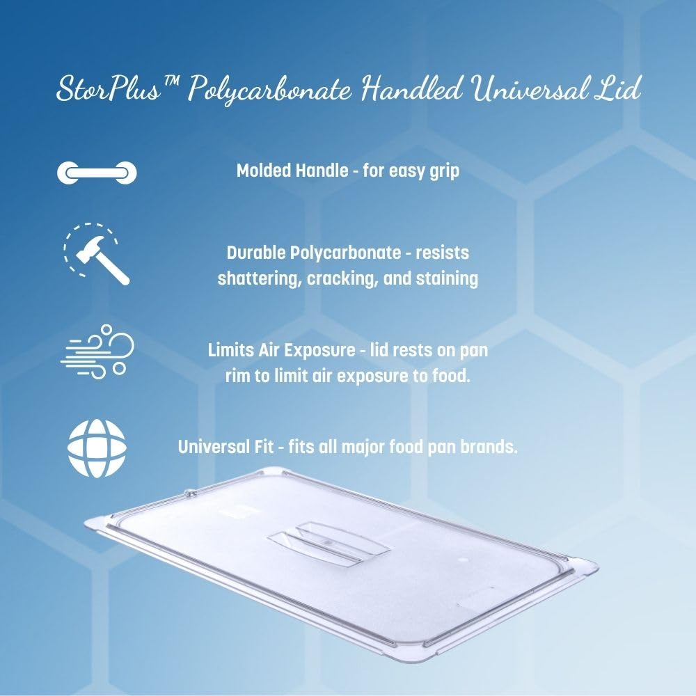 Carlisle Foodservice Products 10310U07 Storplus Sixth Size Polycarbonate Universal Handled Food Pan Lid, Clear (Pack Of 6)
