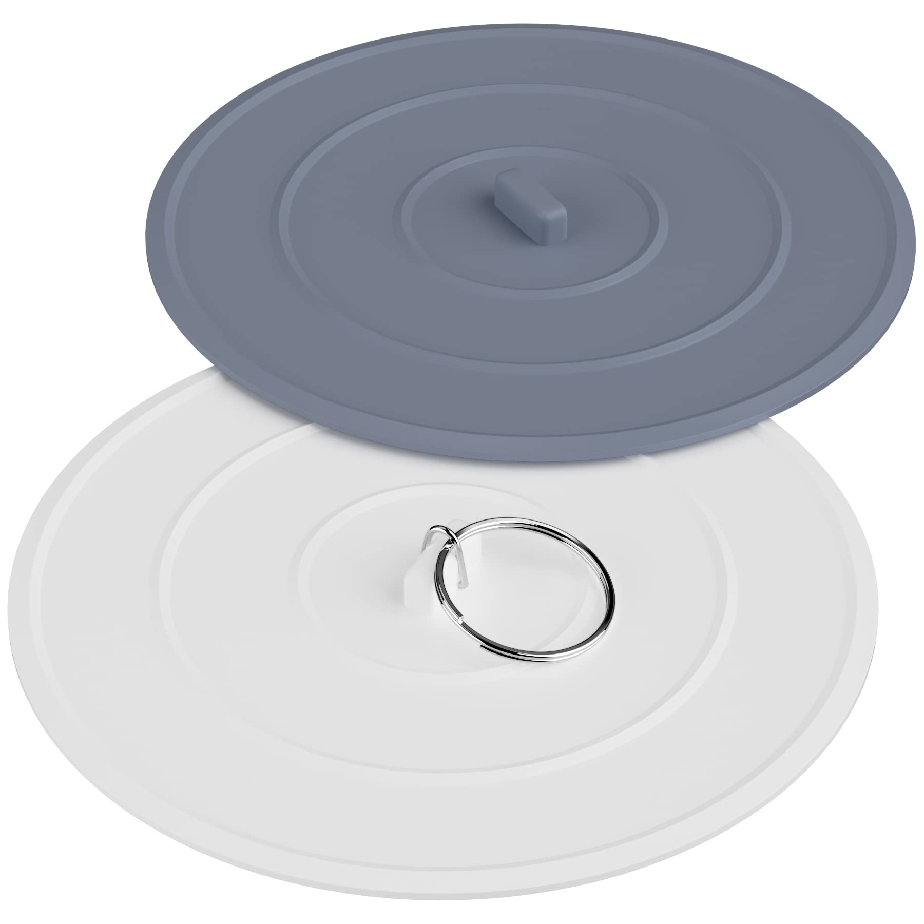 Hibbent 2 Pack Bath Tub Stopper, Flat Suction Sink Stopper Rubber Silicone Shower Drain Bath Plug Stopper For Kitchen, Bathroom