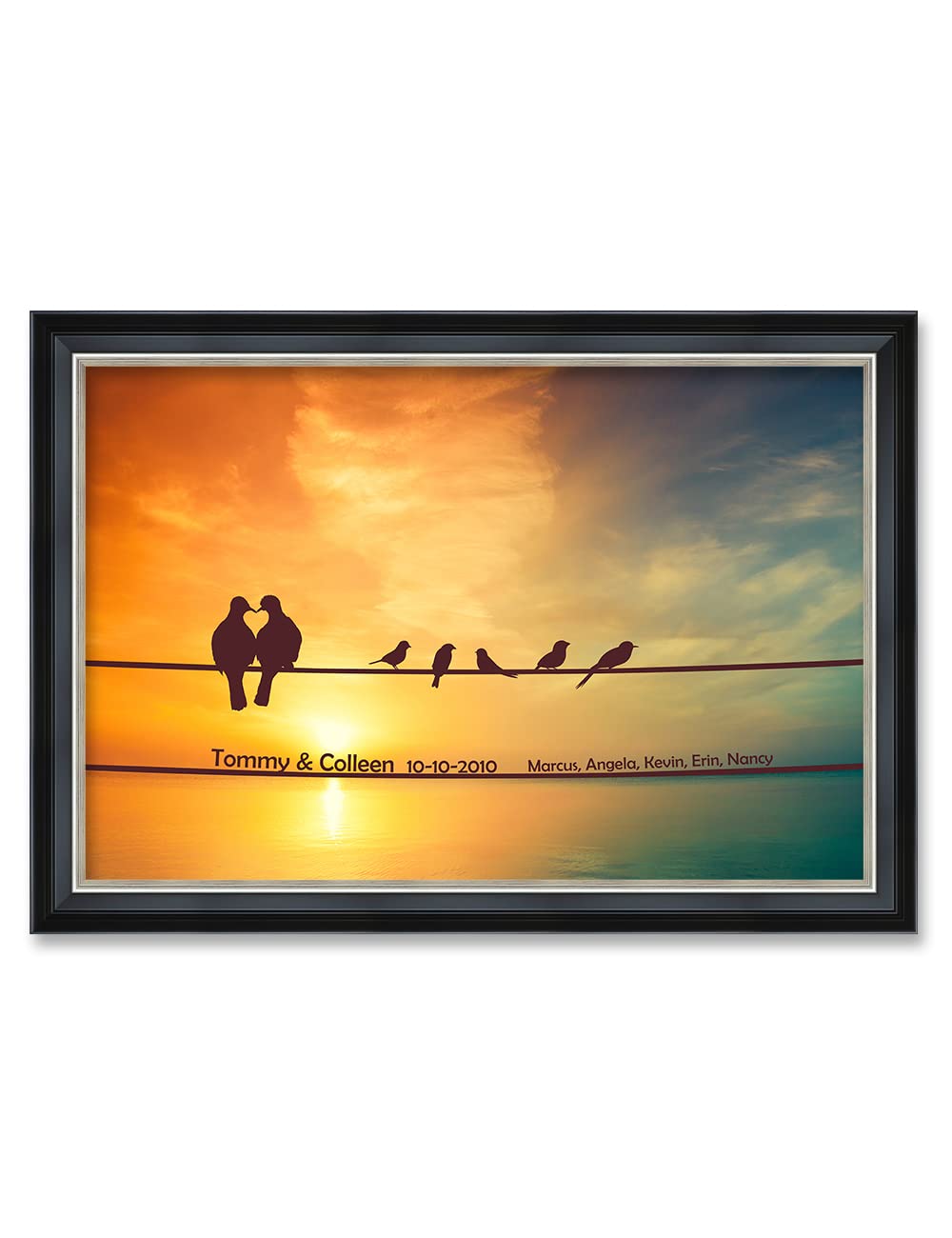 Ipic - We Are Family, Personalized Ideal Gift Custom Framed Wall Art With Names And Date, Giclee Prints With Solid Wood Frame, U