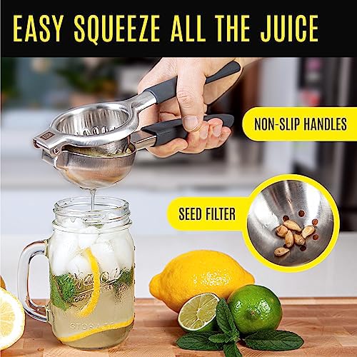 Large Lemon Squeezer Stainless Steel Press - Non-Slip Grip, Heavy Duty, Manual Design - Effortless Pro-Grade Lemon, Lime, Orange