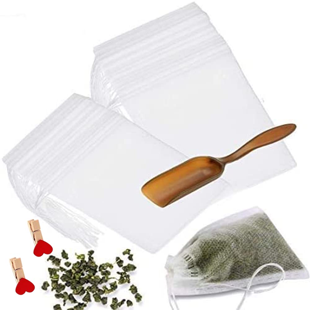 300 piece disposable tea bag with drawstring for loose tea, empty tea bag of wood pulp material,Tea filter bag with free tea spo