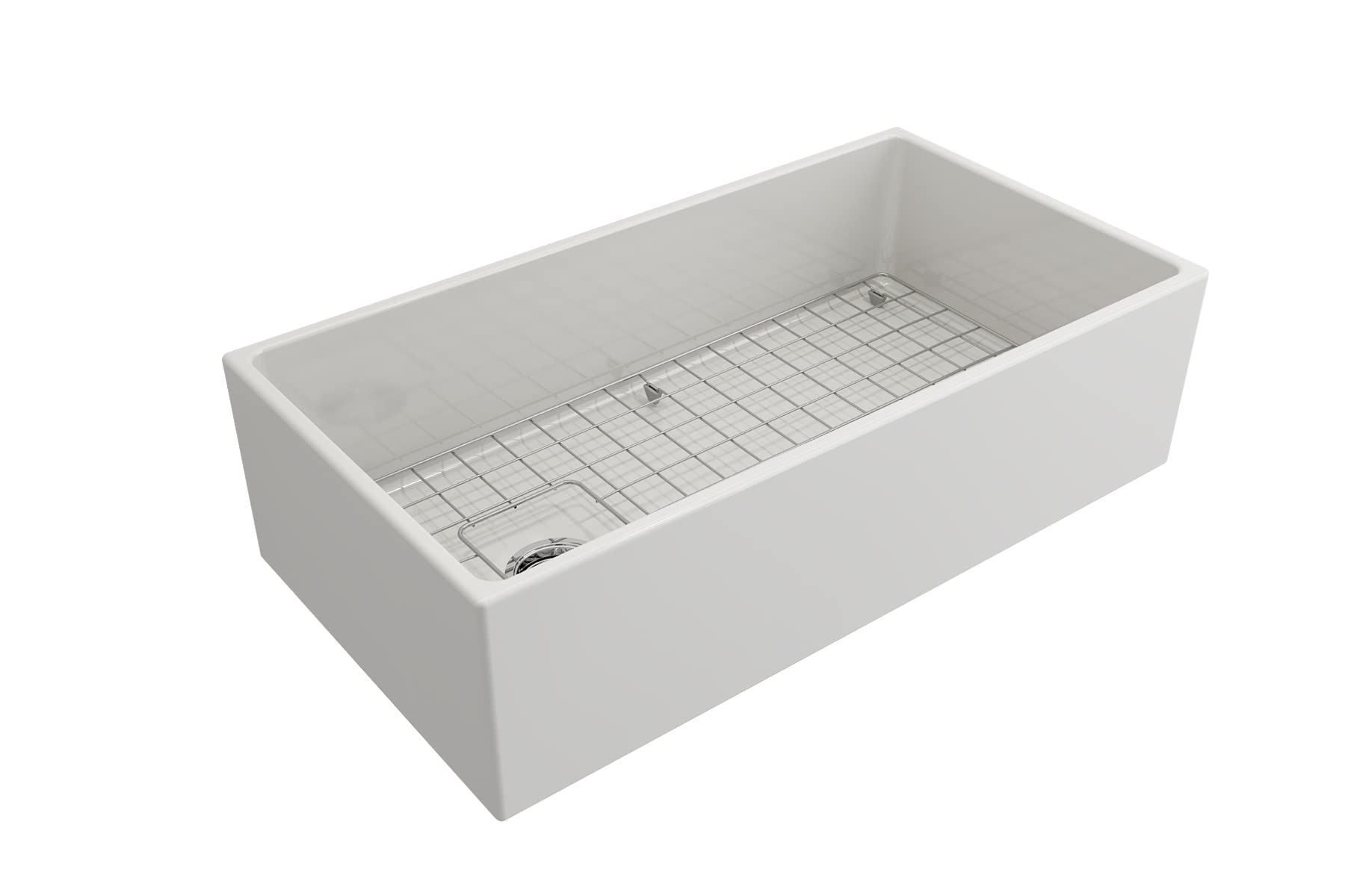 Bocchi Contempo Apron Front Fireclay 36 In. Single Bowl Kitchen Sink In White With Stainless Steel Faucet