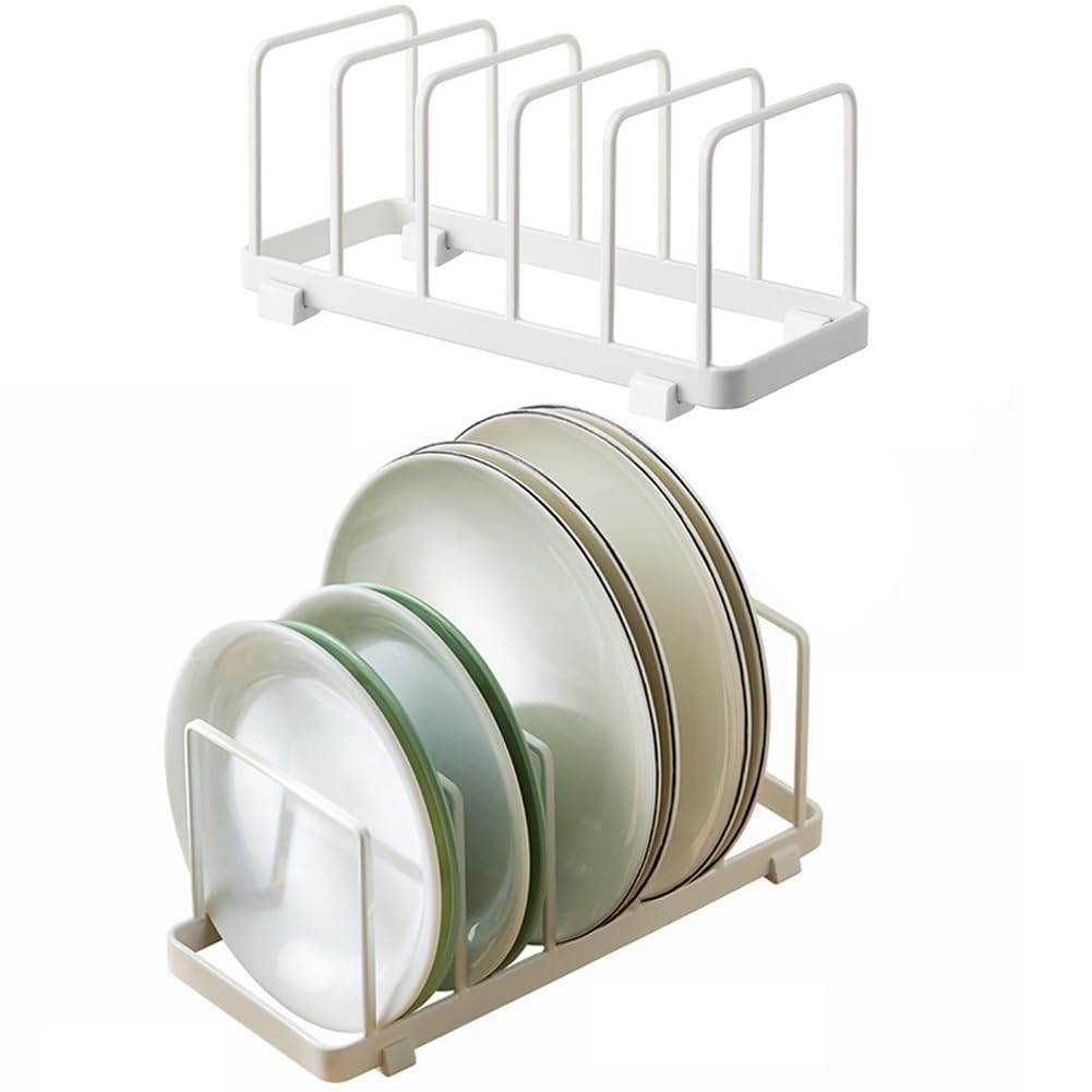 MINGFANITY 2 Pack Plate Home Accented Storage Rack, Plate Holders Organizer, Metal Dish Storage Dying Display Rack for Cabinet, 