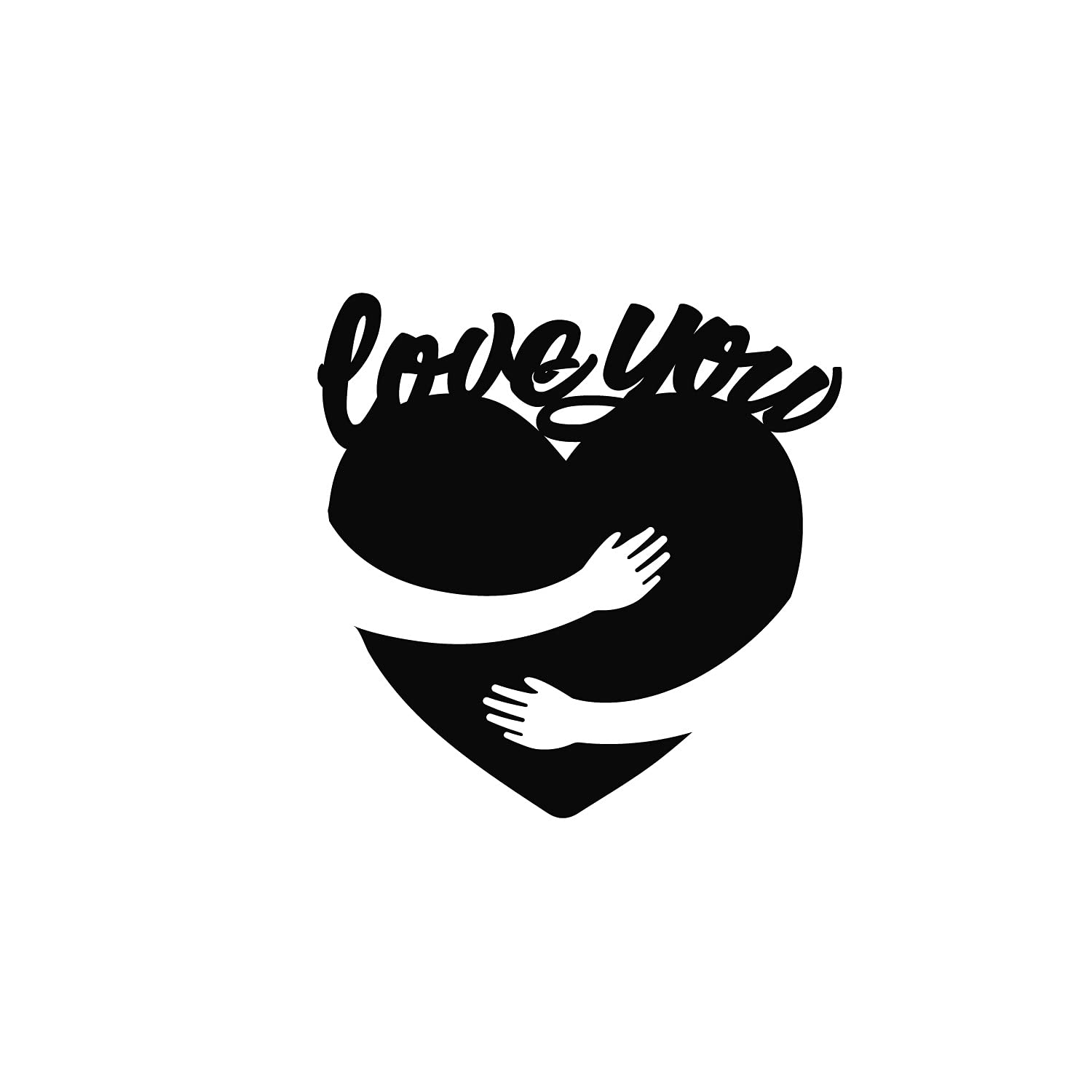 Ecraftindia Heart Hugging Love You Black Engineered Wood Cutout Wall Art Decor - Romantic Wall Hanging For Bedroom, Living Room