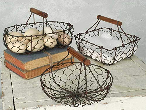 Set Of Three Chicken Wire Baskets