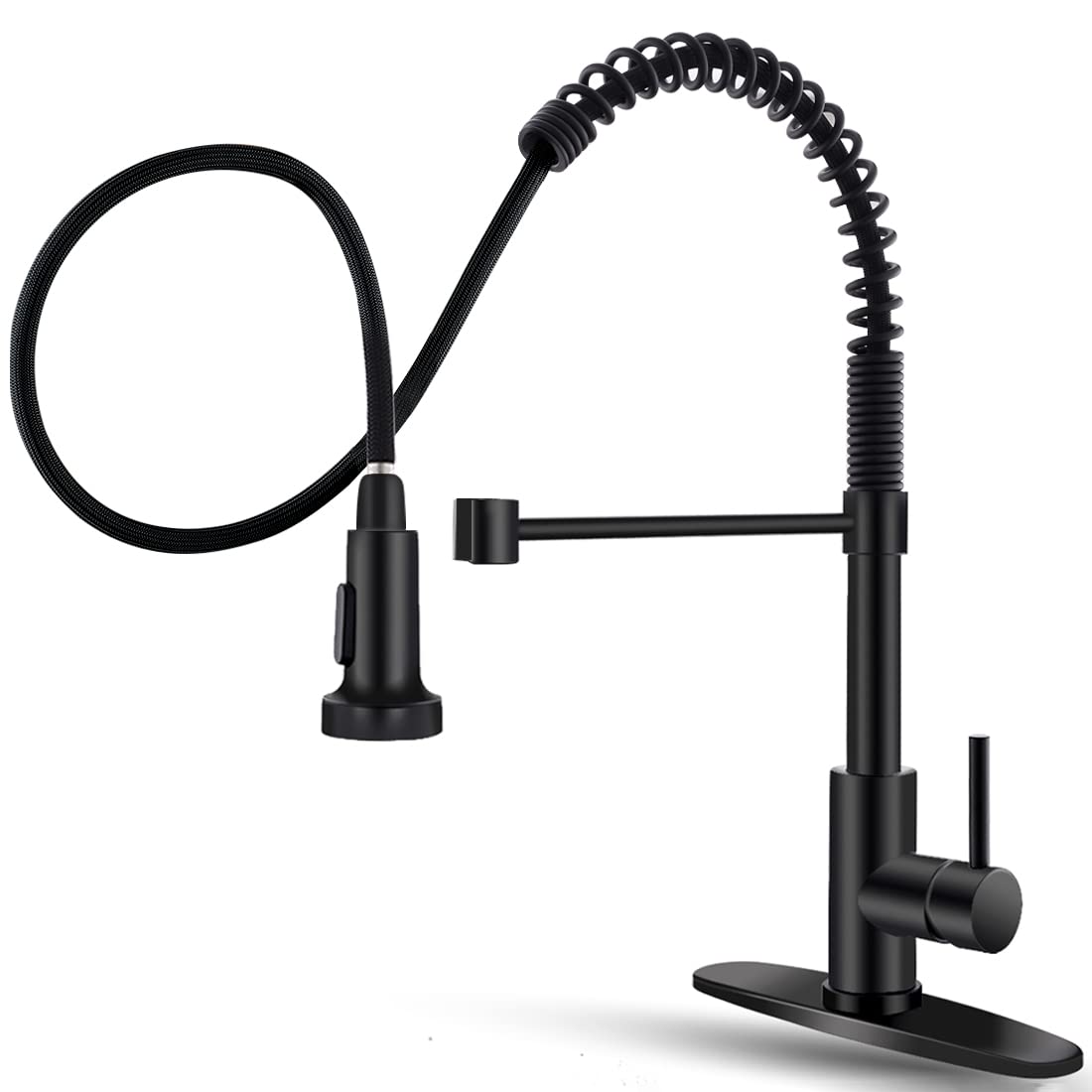 Owofan Black Kitchen Faucet With Pull Down Sprayer Stainless Steel Single Handle Pull Out Spring Sink Faucets 1 Hole Or 3 Hole D