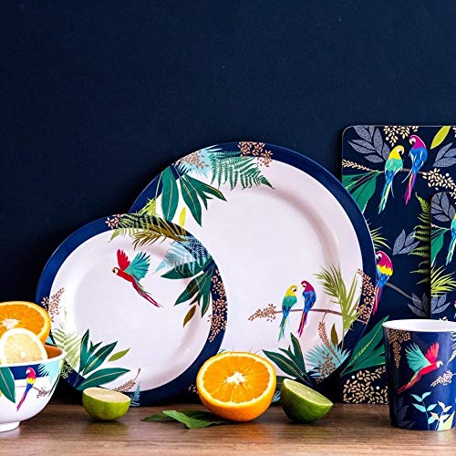 Portmeirion Sara Miller London 6'' Serving Bowl | Set Of 4 Cereal Bowl With Parrot Design | Made Of Melamine & Bpa Free | Dishwa