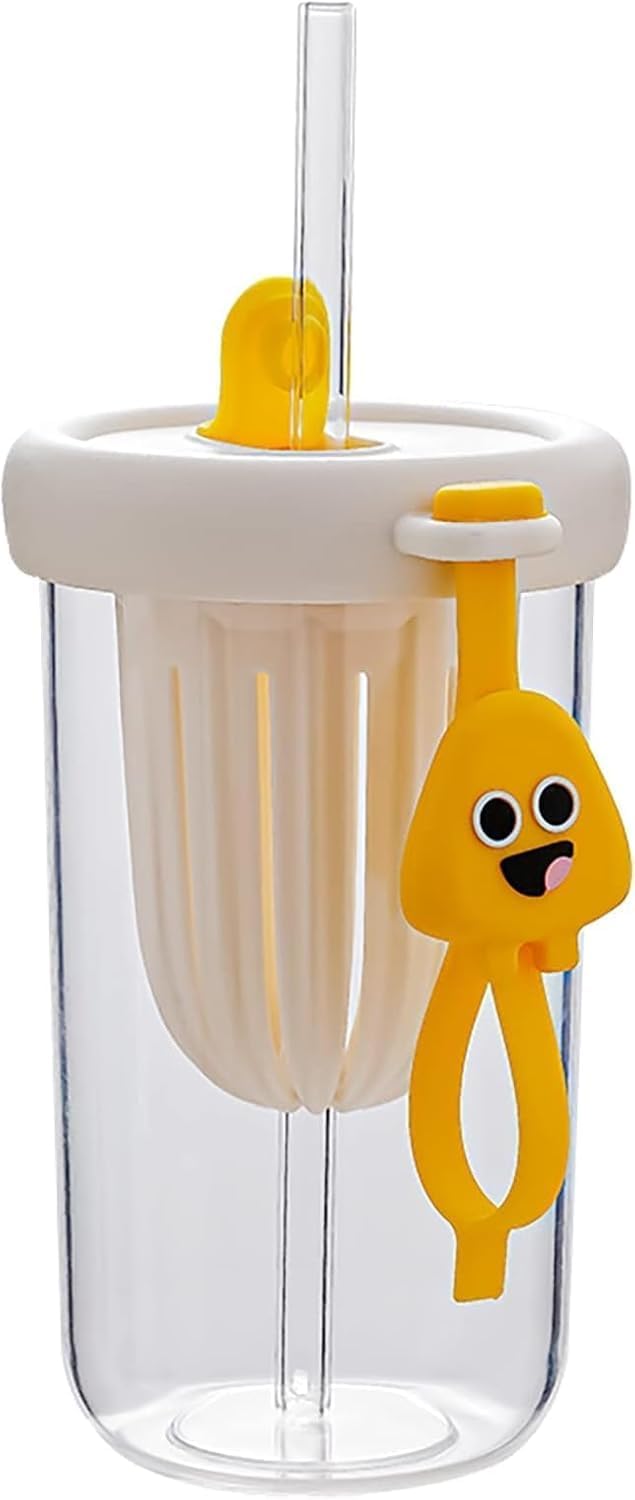 AVMPHD Glass Tumbler with Fruit Infuser Lid and Straw Reusable Boba Cup for Smoothies, Iced Coffee LeakProof Sipper with Silico