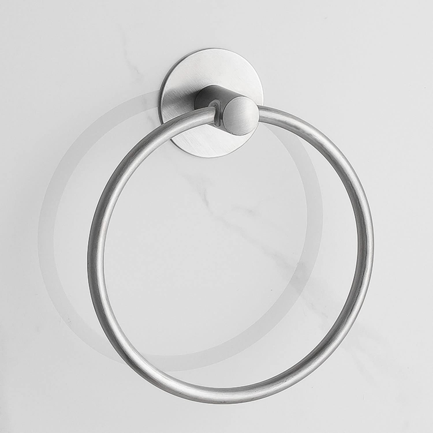 Besteffie Adhesive Towel Ring Wall Mount Hand Towel Ring Self Adhesive Towel Hanger Premium Sus304 Stainless Steel Rustproof Bru