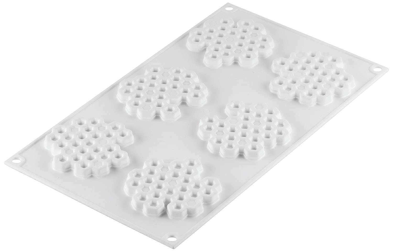 Silikomart Miel18 Silicone Baking Mold Freezing Mould with 6 Honeycomb Cavities, Each 2.91 Inch Across x 0.31 Inch High