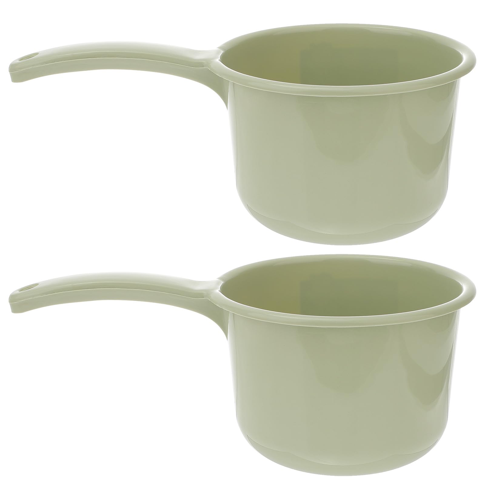 DEARMAMY 2pcs Light Green Plastic Water Scoops Kitchen Ladles Multifunctional Household Water Spoons for Bathing and Hair Washi