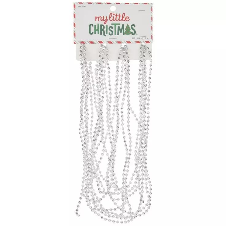 Christmas Silver Bead Garland - 1 Piece - 18 Feet