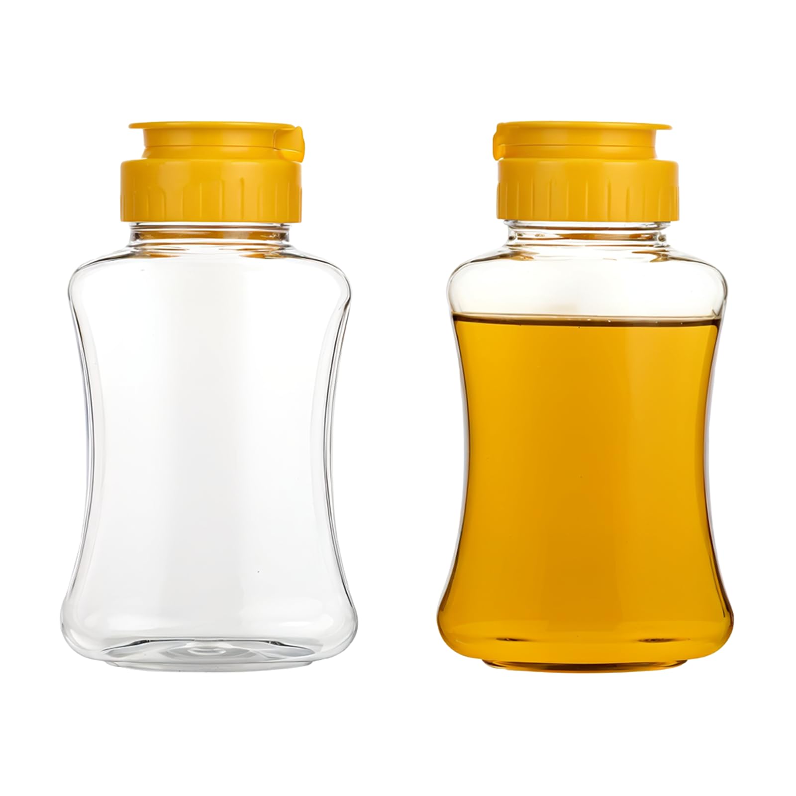 SynHHergyx 2 Pack Empty Plastic Honey Squeeze Bottles, 180ml/ 6oz Leakproof Honey Dispenser No Drip Squeeze Jars with Flip Lid C