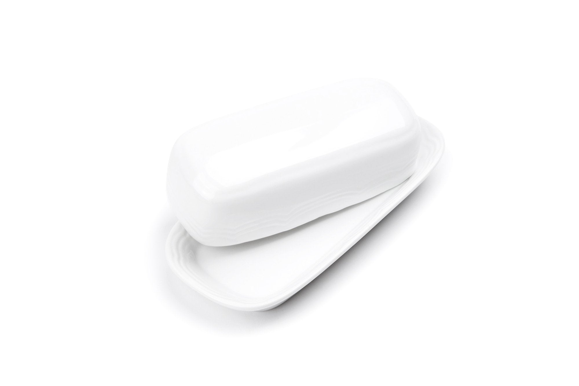 Fox Run Butter Dish, White Stoneware