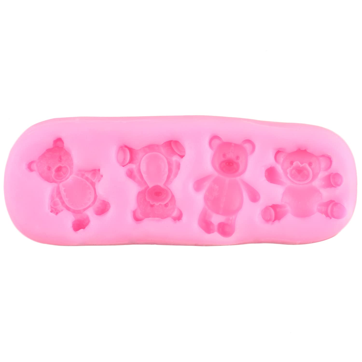 Mypracs Bear Silicone Fondant Molds Bear Bowknot Chocolate Mold For Teddy Bear Cake Decorating Cupcake Topper Gum Paste Candy Po