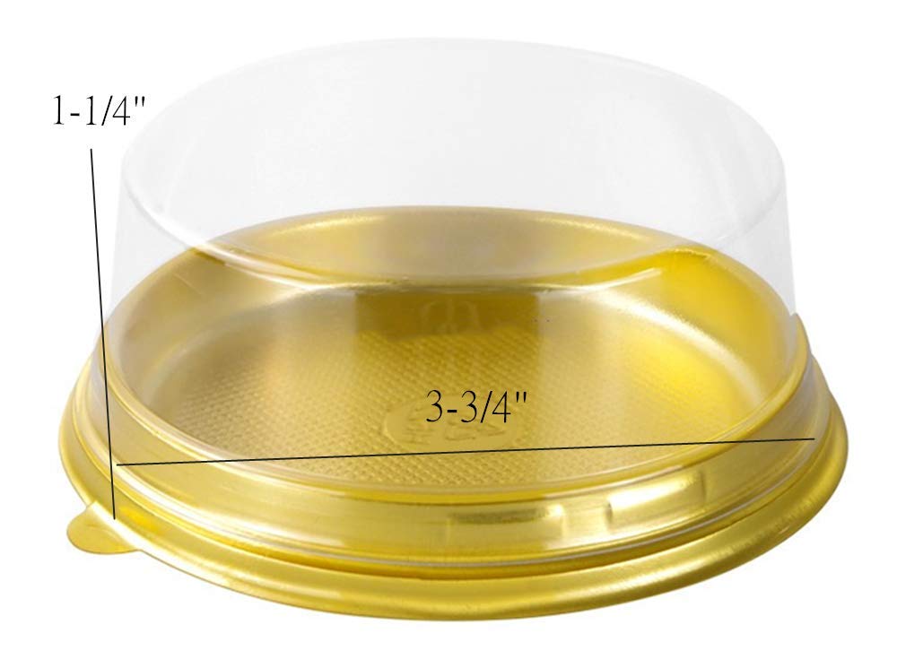 Cake Box - 50 Sets Diameter 3 3/4 Inch X H 1 1/4 Inch Clear Plastic Mini Cake Box - Feast Cupcake Box - Muffin Box Biscuit Box F