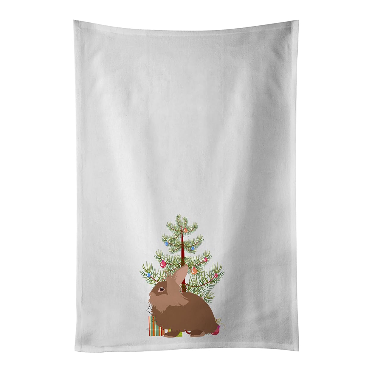 Lionhead Rabbit Christmas White Kitchen Towel Set of 2