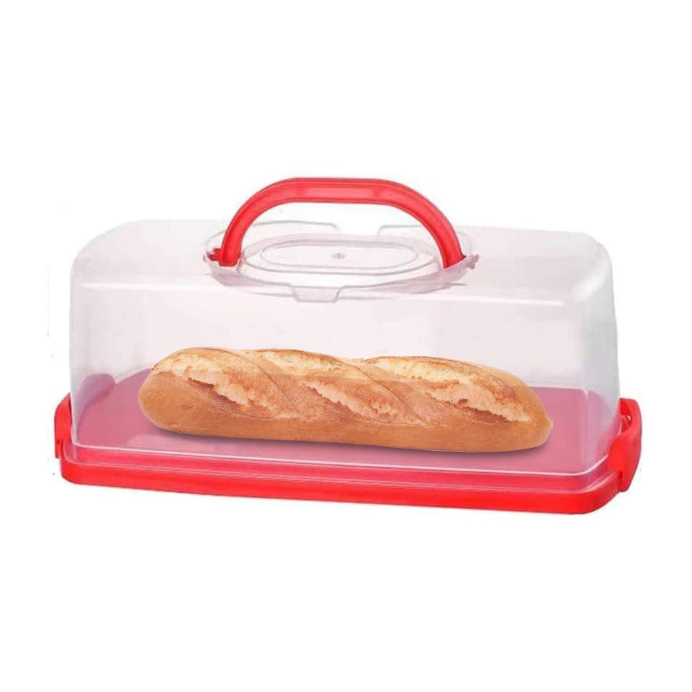 Feoowv Portable Plastic Loaf Bread Box With Transparent Lid, Bread Keeper For Carrying And Storing Loaf Cakes,Banana Bread,Pumpk