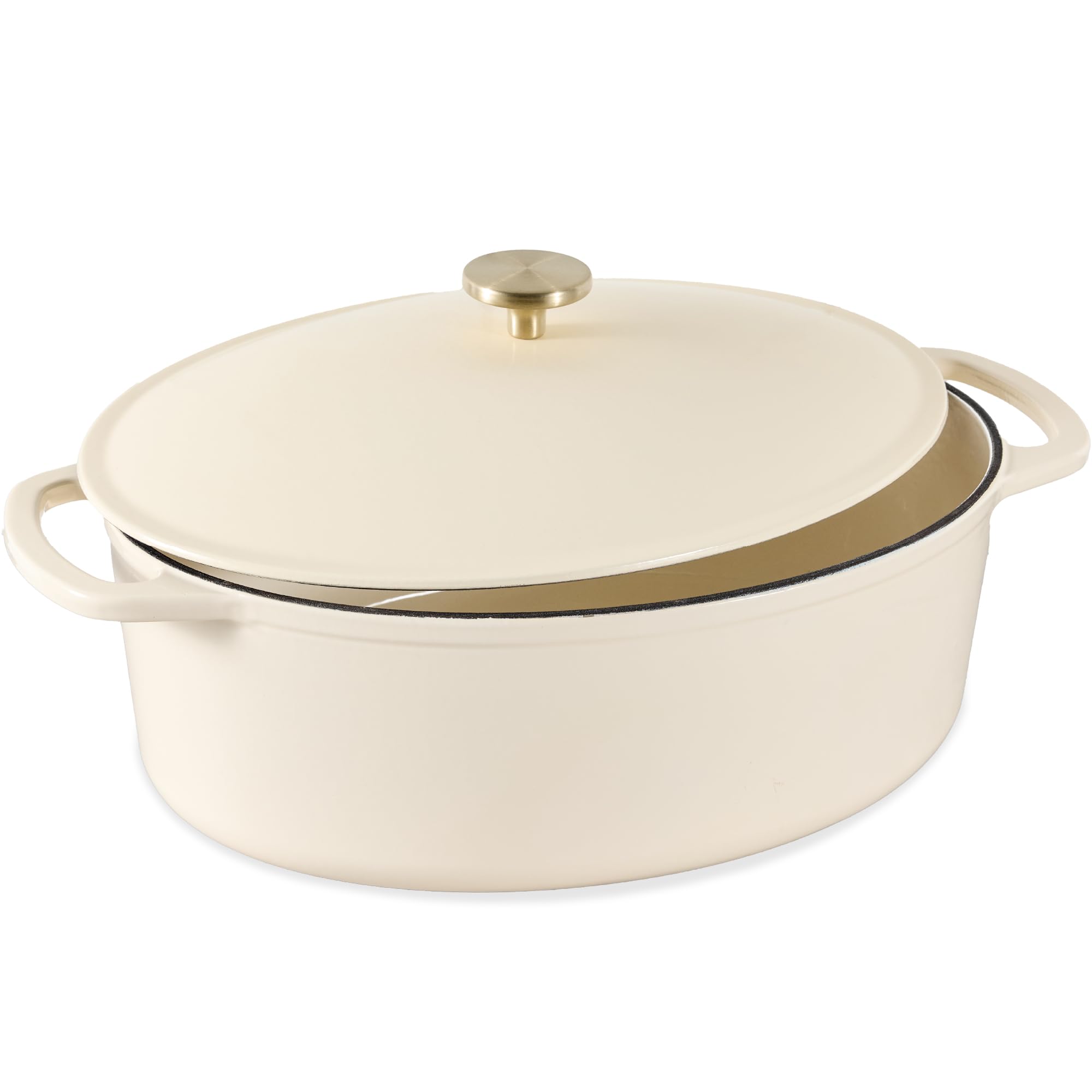 Best Choice Products Oval 7.5 Quart Enamel Cast-Iron Dutch Oven, Heavy-Duty Pre-Seasoned For Baking, Cooking W/Side Handles - Va