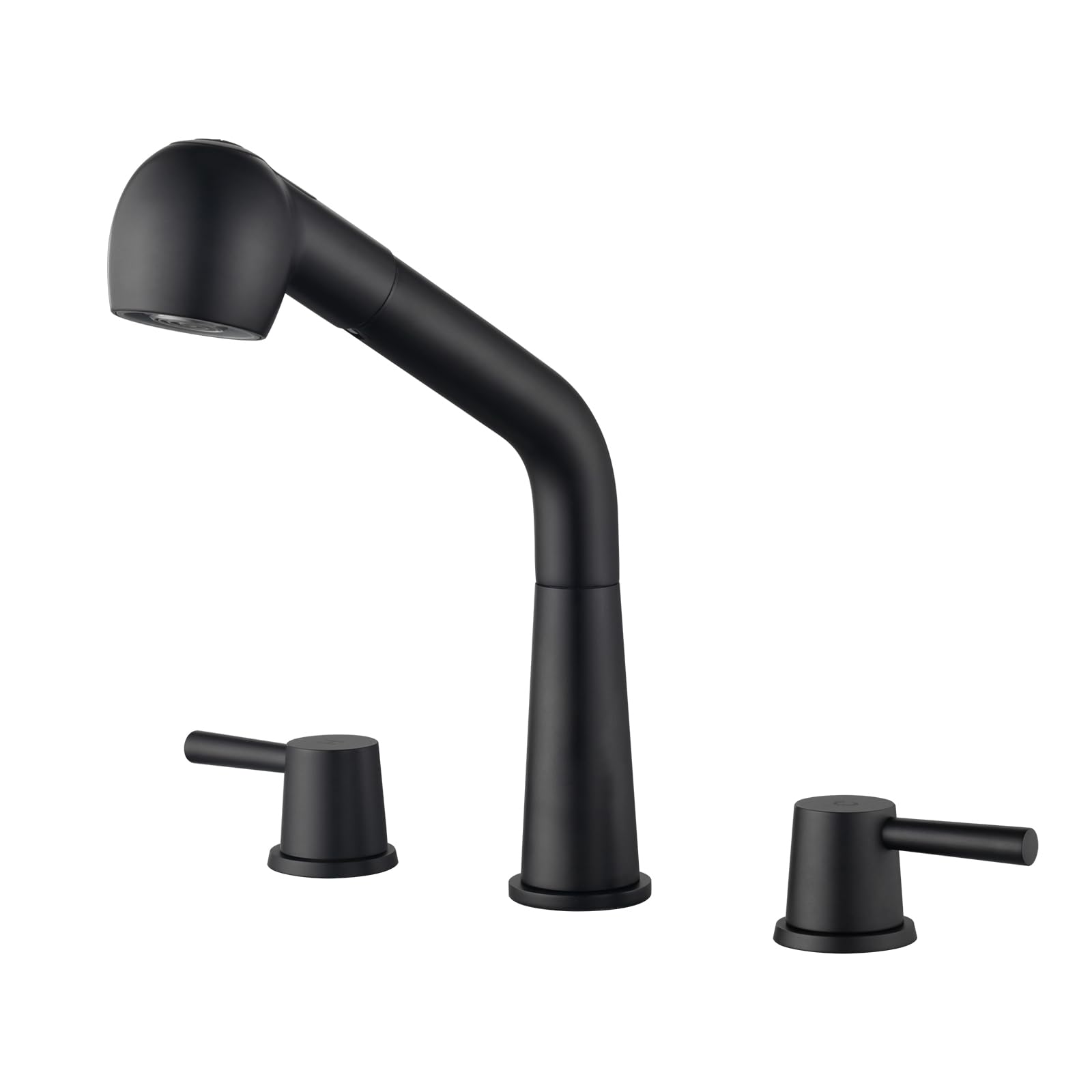 RULIA Kitchen Faucet, 2 Handles Kitchen Sink Faucet, 3 Holes Sink Faucet, Pull Out Kitchen Faucets, Bar Kitchen Faucet, Matte Bl
