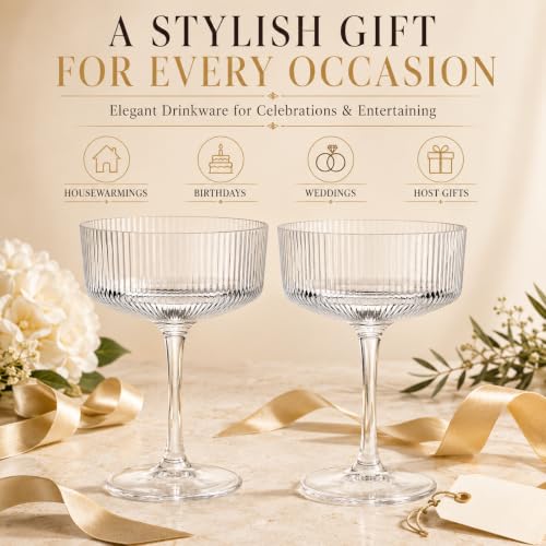 Barcelona Acrylic Champagne Coupe Cocktail Glassware, Set of 2