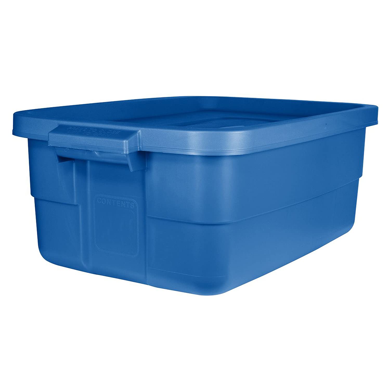 Rubbermaid Roughneck Tote 10 Gallon Stackable Storage Container W/ Stay Tight Lid & Easy Carry Handles, Heritage Blue (6 Pack)
