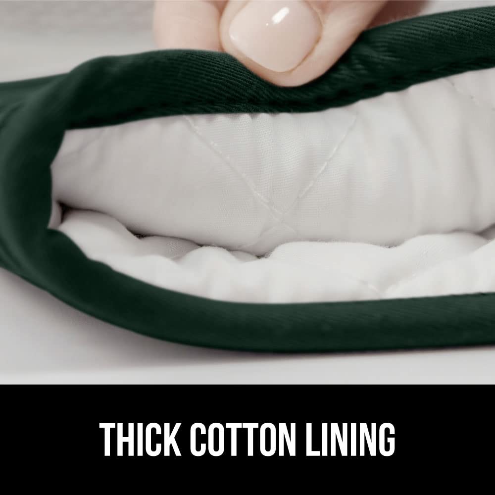 Gorilla Grip Heat And Slip Resistant Silicone Oven Mitts Set, Soft Cotton Lining, Waterproof, Bpa-Free, Long Flexible Thick Glov