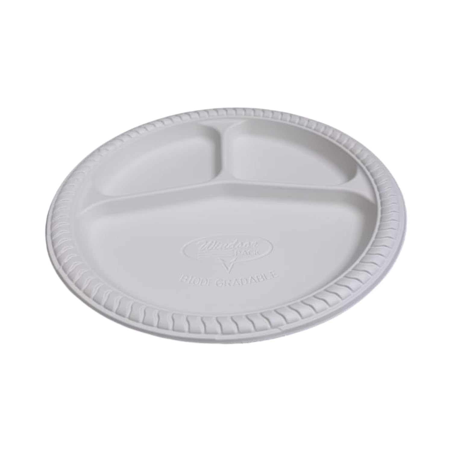 Bonkaso 3 Compartment Round Plate | EcoFriendly Disposable Cornstarch Plates For Food Serving, Biodegradable Meal Tray  White 
