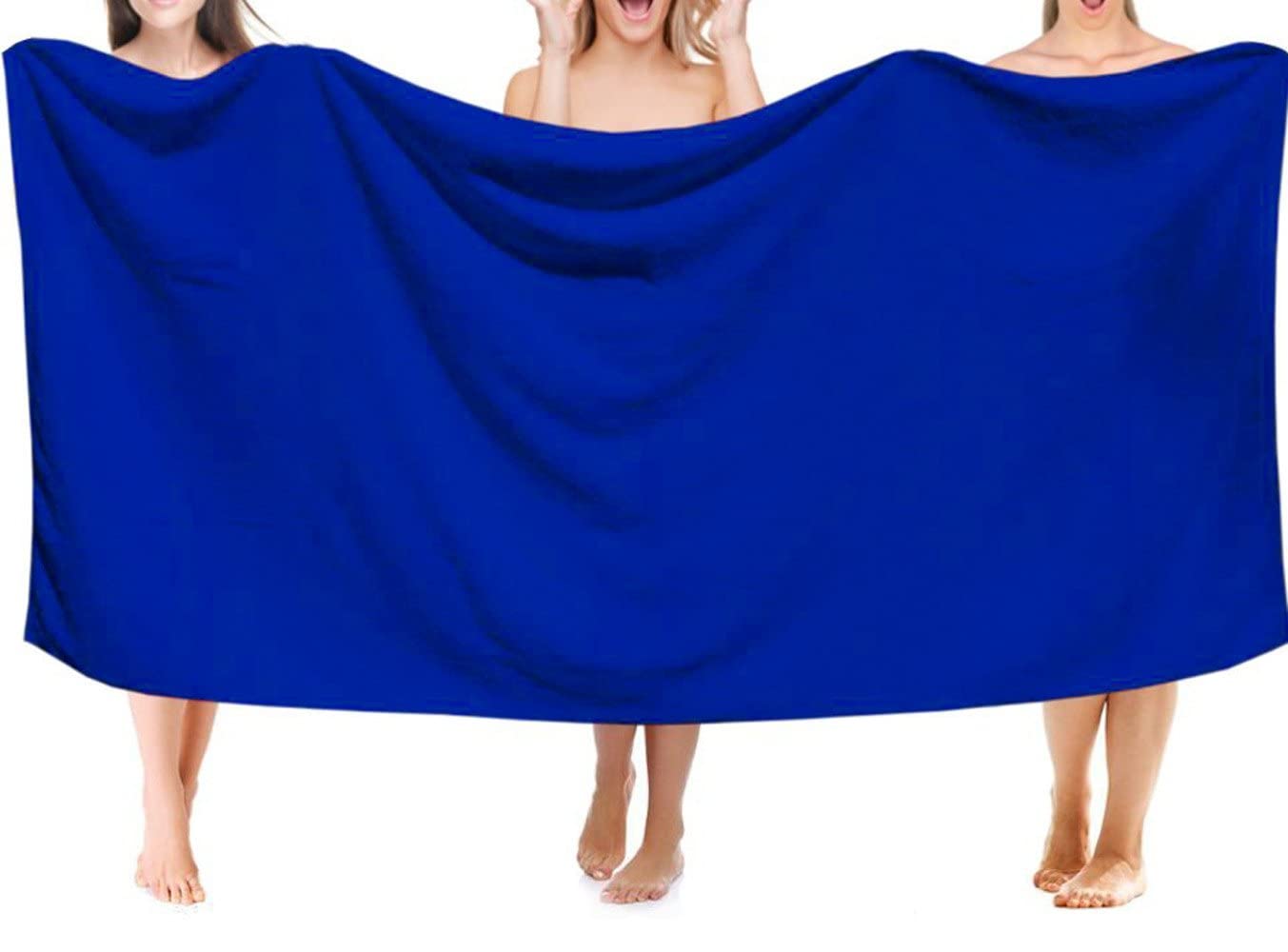 MYLSMPLE Luxury Microfiber Bath Towel Extra Large Bath Sheet Blue Beach Towel Fast Drying Hotel Bathroom Towel (36 Inch X 72 Inch  Dark Blue)
