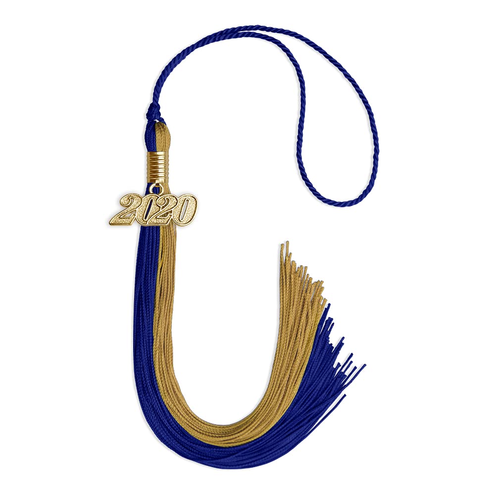 Endea Graduation Double Color Tassel with Gold Date Drop (Royal Blue/Antique Gold, 2020)