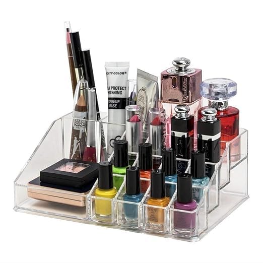 Bkqptl Acrylic Transparent Drawer Desk Cosmetic Organizer,16 Sections Makeup Storage Holder Dressing Table Box,Display Storage S