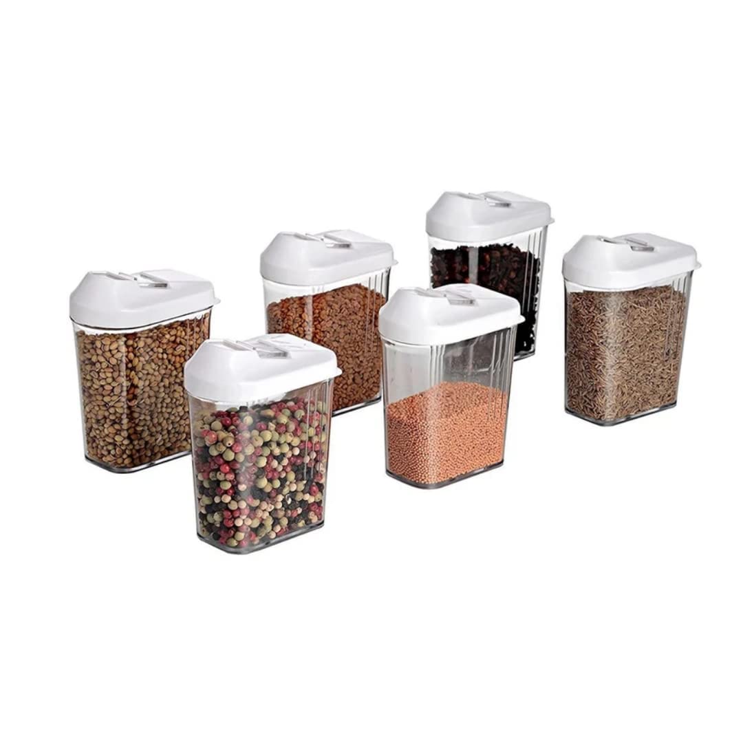 Pretox Plastic Easy Flow Dispenser 750Ml, Kitchen Storage Containers Jars Set 6, Plastic Dispenser/Container/Jar Set For Cereal