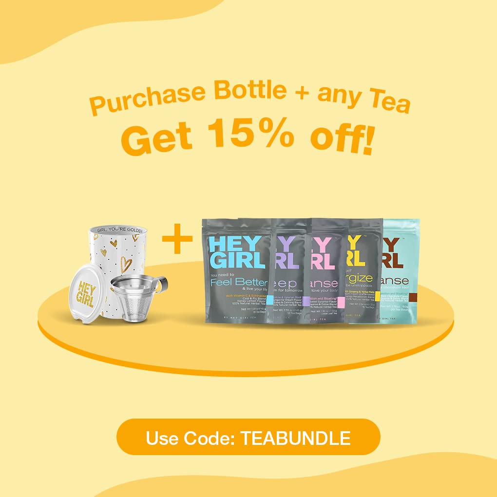 Hey Girl Tea Cup with Infuser and Lid - Double-Walled Insulation & Ceramic Outer Tea Infuser Mug - Fine-Mesh Strainer Basket - G