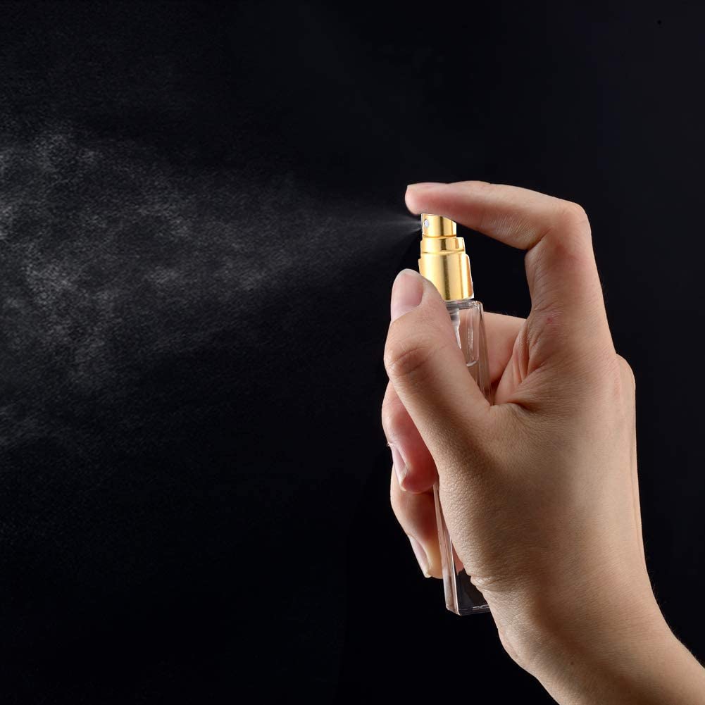 Elfenstall - Thick Glass 5Pcs 10Ml 1/3Oz Gold Spray Bottle Refill Perfume Hydrating Fragrance Fine Mist Atomizer Cosmetic Contai