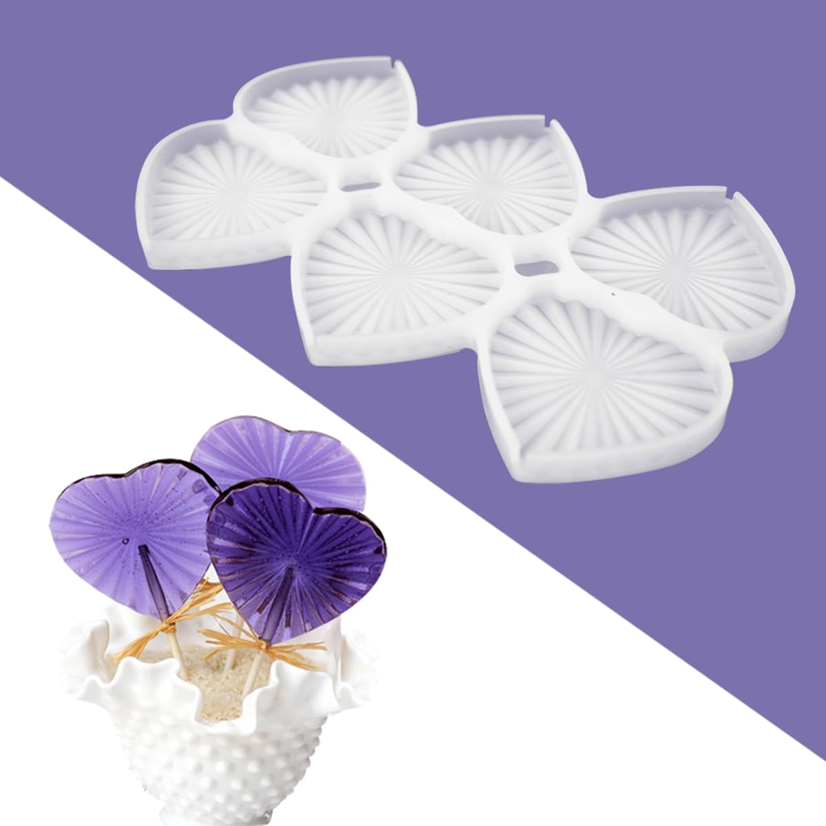 Mostsom Silicone Lollipop Molds Chocolate And Candy Molds Cake Mold Diy Diamond Love Heart Shapes Cake Pastry 2Pcs (D_ Diamond L