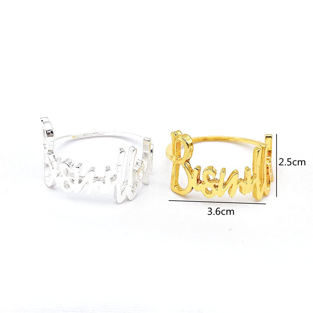 Napkin Rings- 6 Pcs Bismillah Letter Metal Napkin Ring Set Alphabet Napkin Buckles Holder Table Decor For Wedding, Party, Ramada