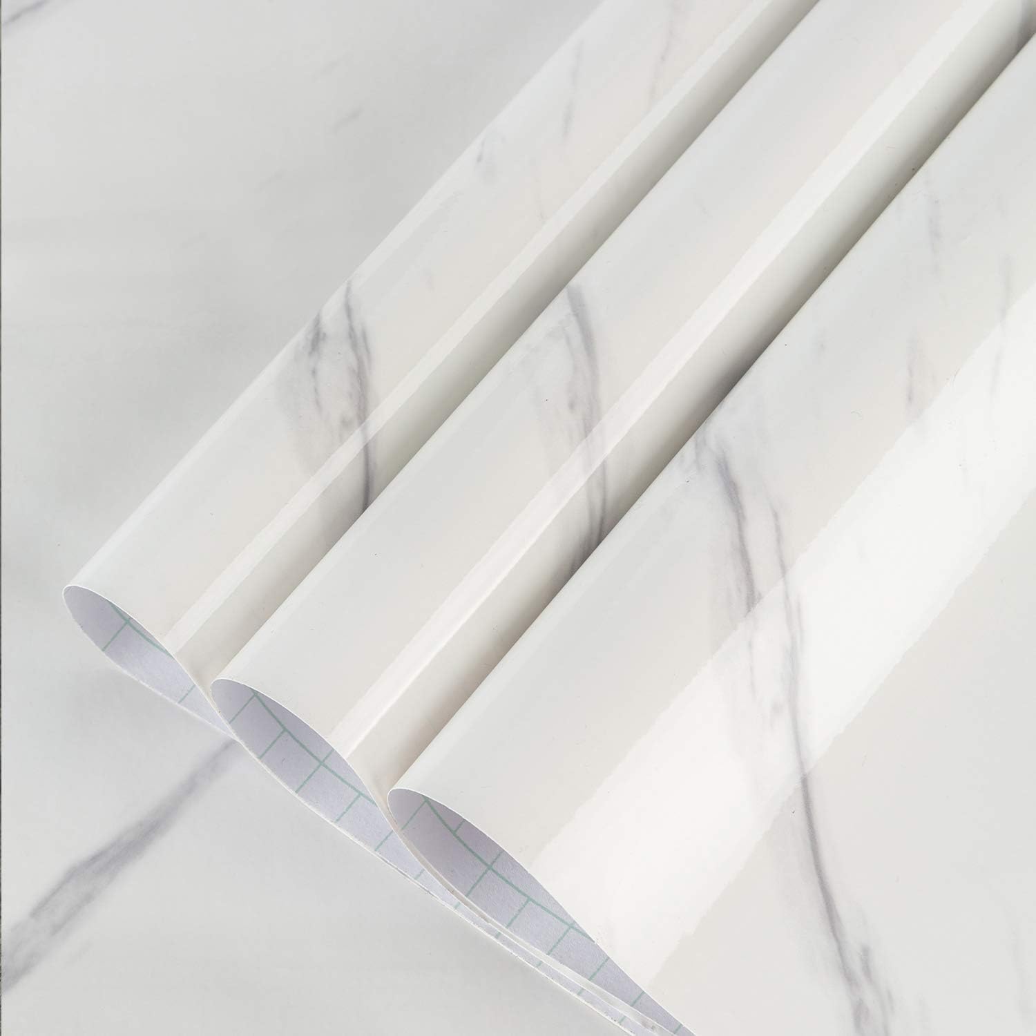Large White Marble Granite Wallpaper Peel Stick Thicken 15.8x591inch Waterproof Furniture Sticker Self-Adhesive Contact Paper Ma