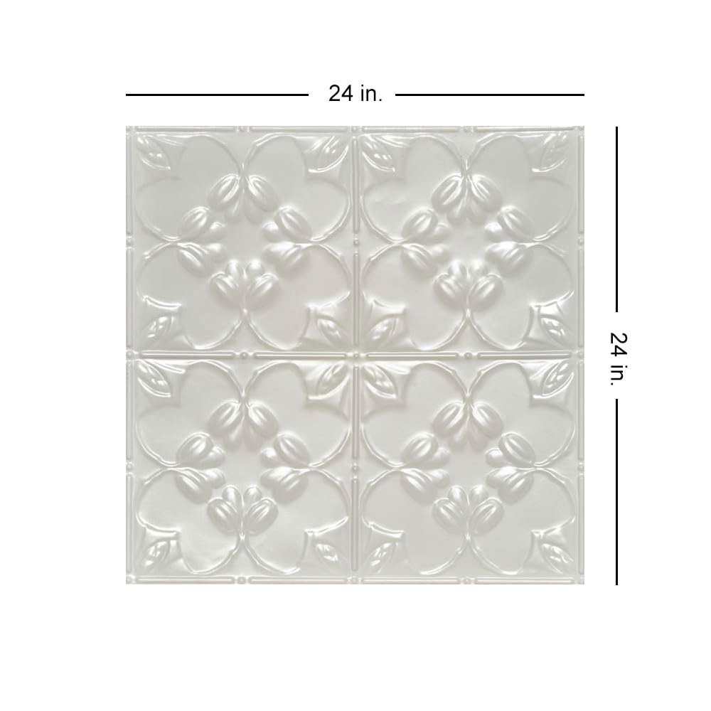 Shanko SKPC302 Lilac Stamped Metal Lay-in Tin Ceiling Tile (Covers/ 24 sq. ft.), Eggshell White, Pack of 6